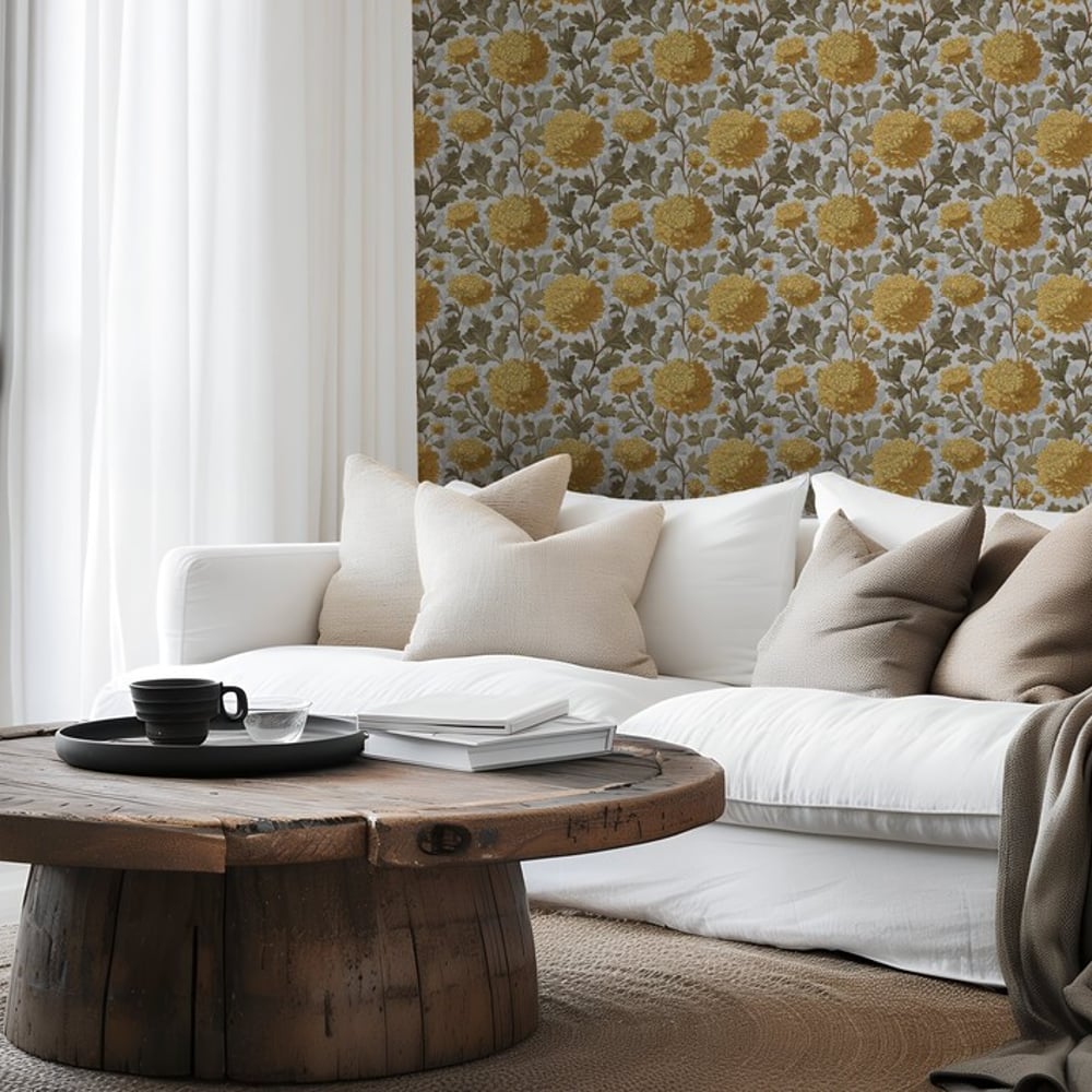 Brandon Light Grey - Papiers peints - Gris - Salon - Floral - Wallpassion - Intissé