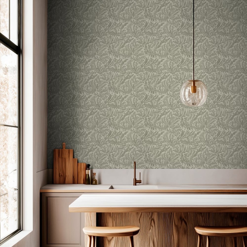 Colleen Sage Green - Papiers peints - Vert - Cuisine - Feuille - Wallpassion - Intissé