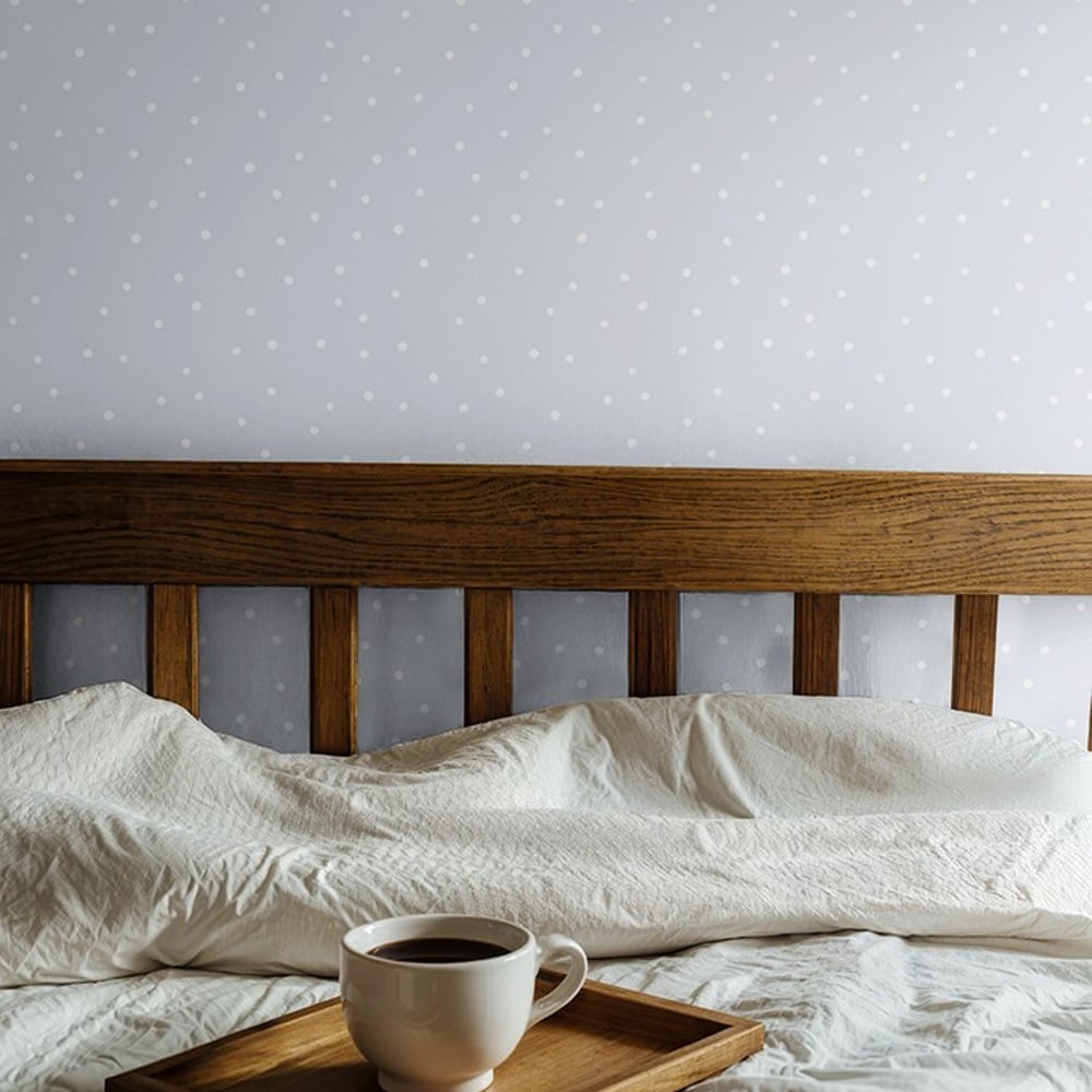 Dotted Light Blue - Papiers peints - Bleu - Chambre - À pois - Wallpassion - Intissé