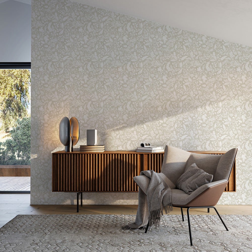 Ella Beige - Papiers peints - Beige - Salon - Floral - Wallpassion - Intissé