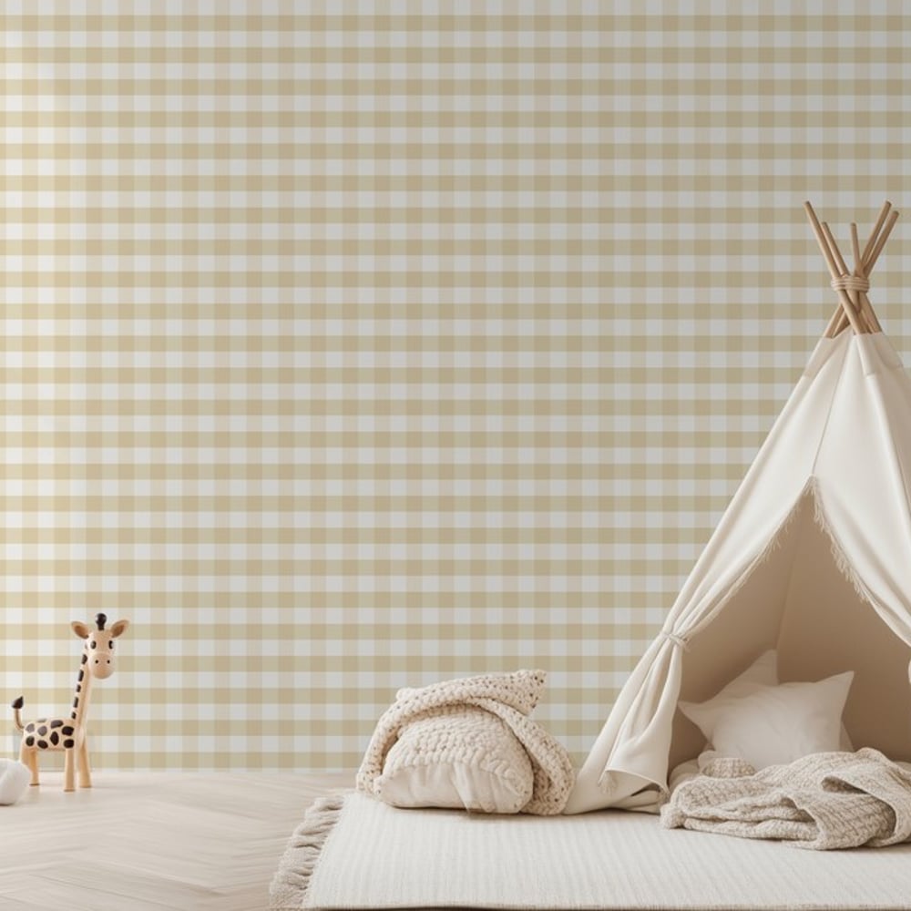 Checkered Yellow - Papiers peints - Jaune - Chambre d’enfant - À carreaux - Wallpassion - Intissé