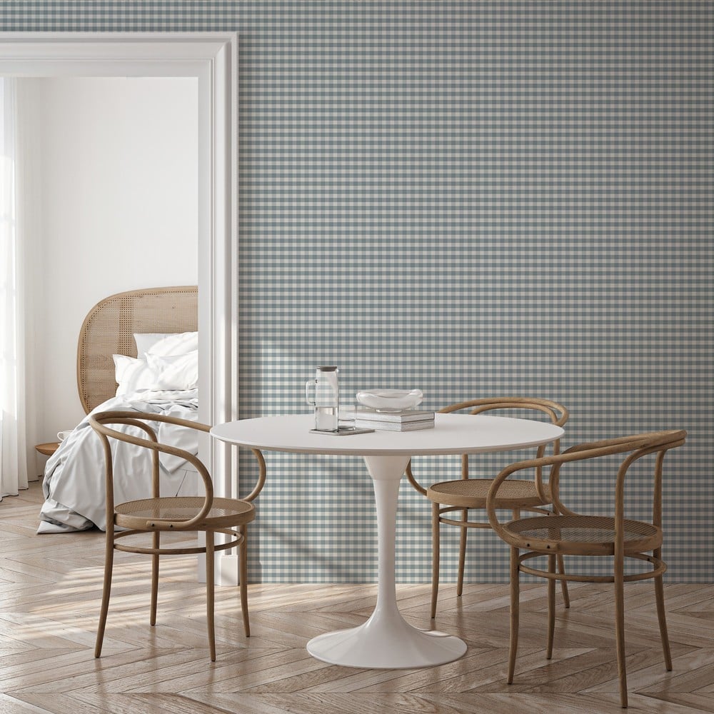 Checkered petite Blue - Papiers peints - Bleu - Cuisine - À carreaux - Wallpassion - Intissé