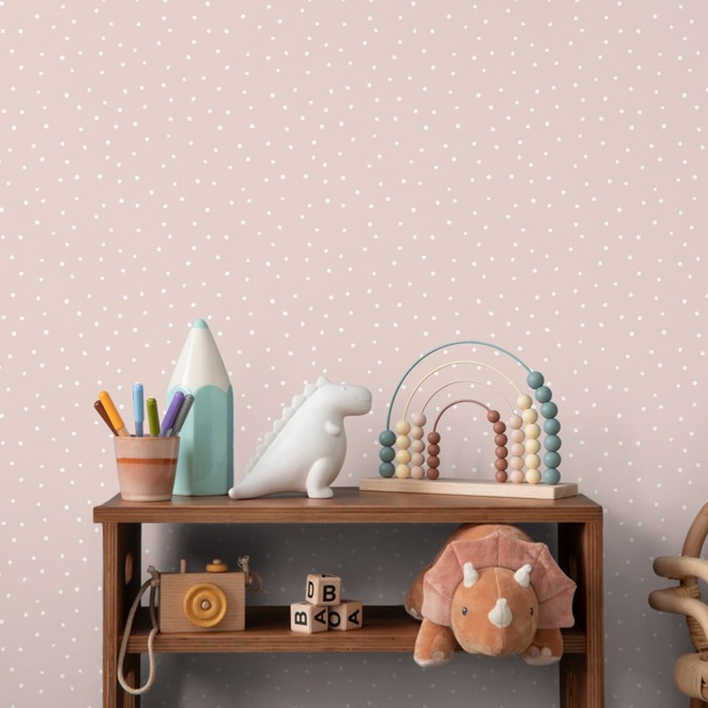 Dotted Soft Pink - Papiers peints - Rose - Chambre d’enfant - À pois - Wallpassion - Intissé