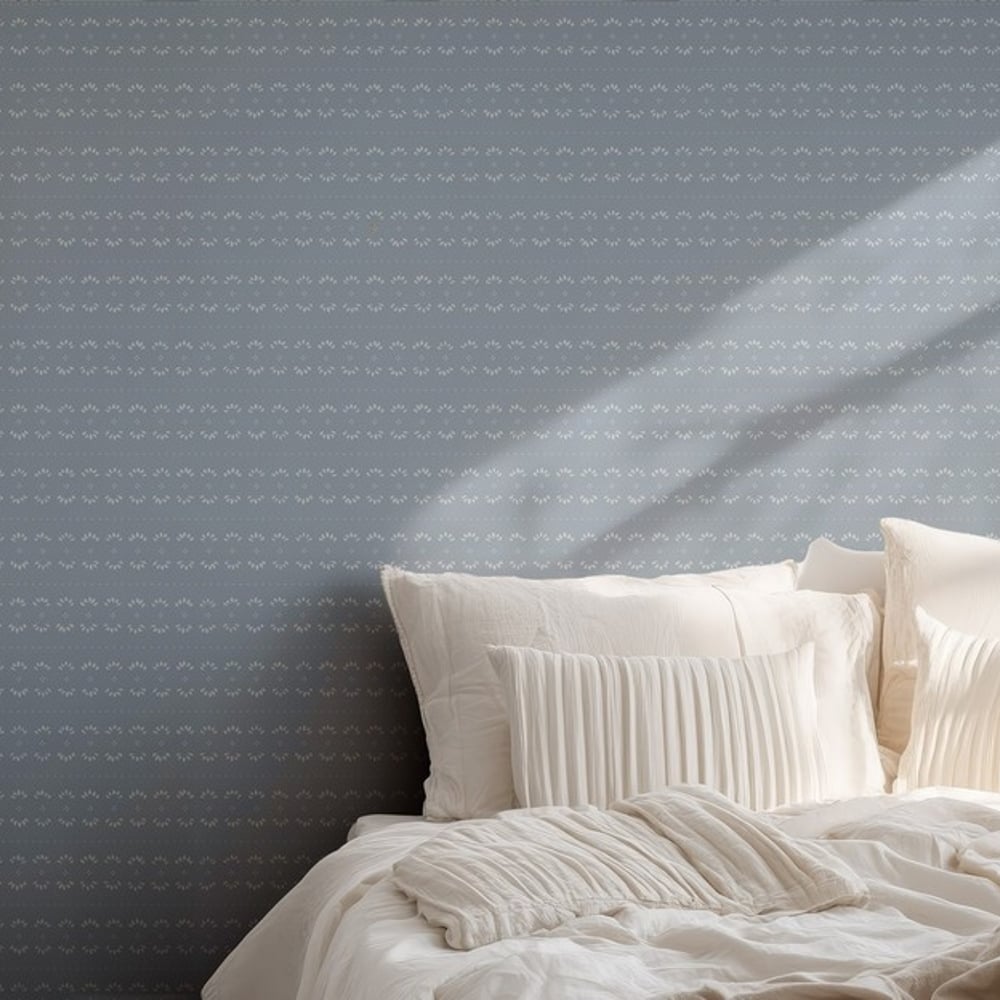 Calderwood Denim - Papiers peints - Bleu - Chambre - Rayé - Wallpassion - Intissé