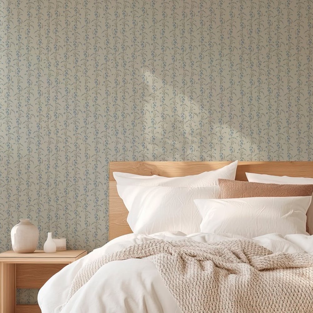 Delphine Coastal Floral Pear Gray - Papiers peints - Gris - Chambre - Floral - Wallpassion - Intissé