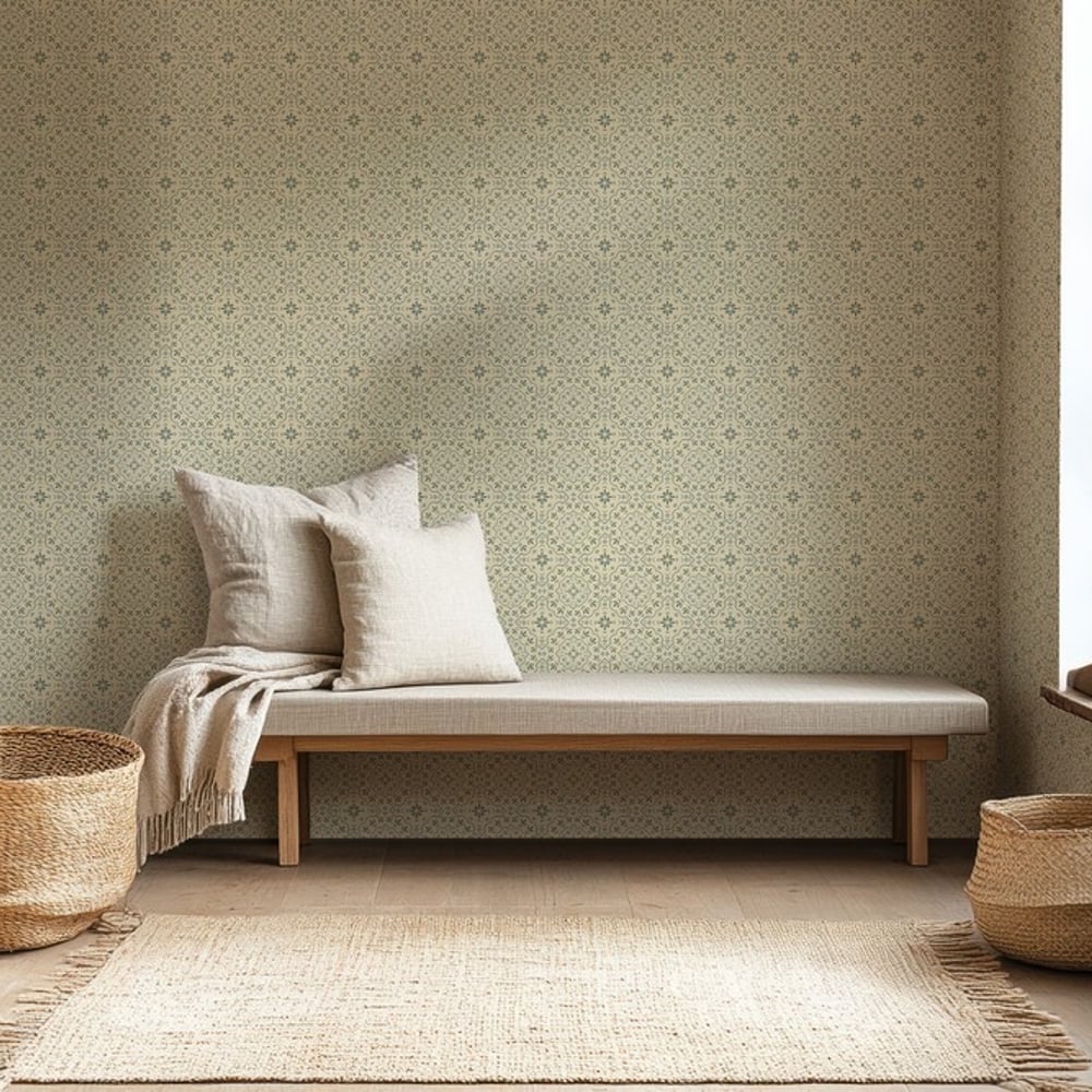 Adara Tile Cream - Tapetit - Beige - Eteinen - Kukkakuvioinen - Wallpassion - Non-Woven
