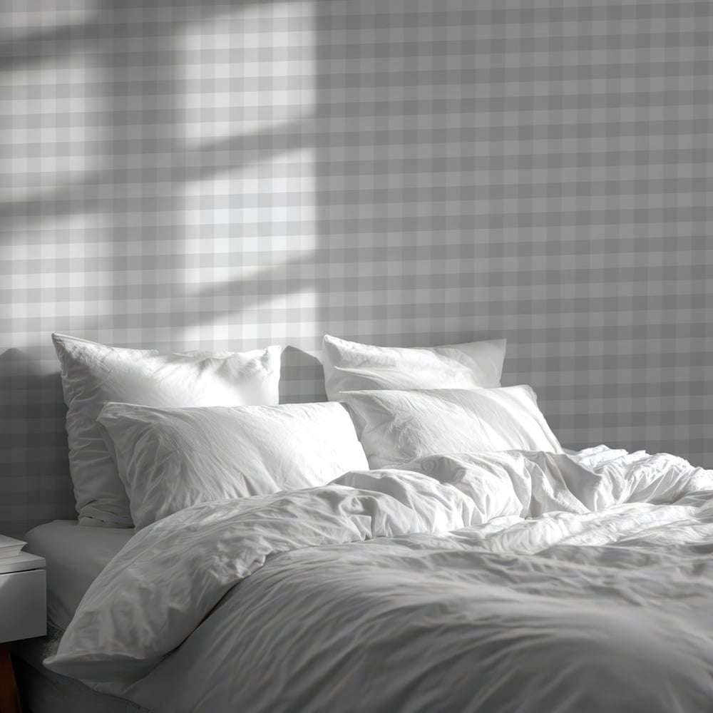 Checkered Light Grey - Papiers peints - Gris - Cuisine - À carreaux - Wallpassion - Intissé