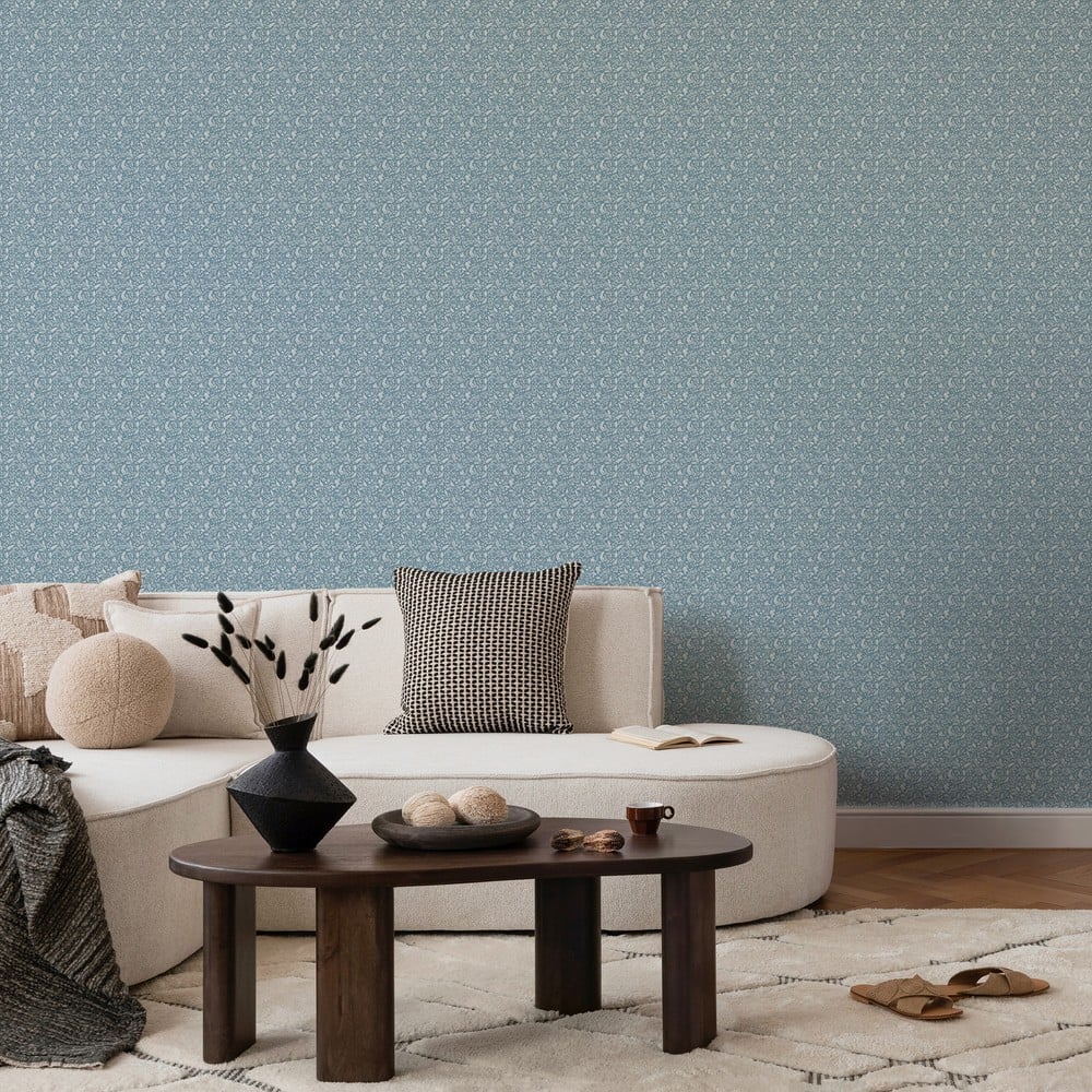 Ella Dark Blue miniature - Papiers peints - Bleu - Salon - Floral - Wallpassion - Intissé