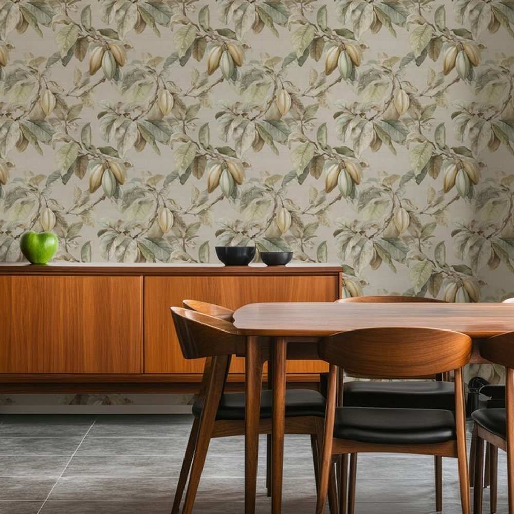 Taylor Green - Wallpaper - Green - Kitchen - Floral - September - Non-Woven