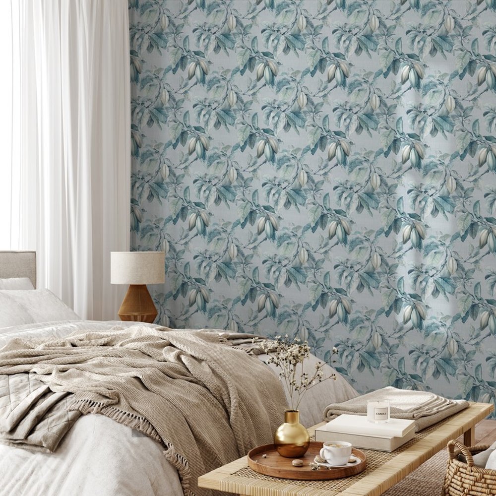 Taylor Blue - Wallpaper - Blue - Bedroom - Floral - September - Non-Woven