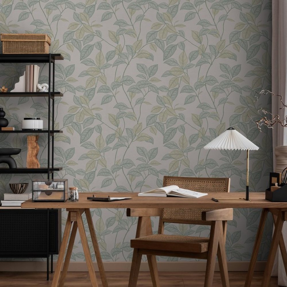 Kaspian Green - Papiers peints - Vert - Salon - Feuille - September - Intissé