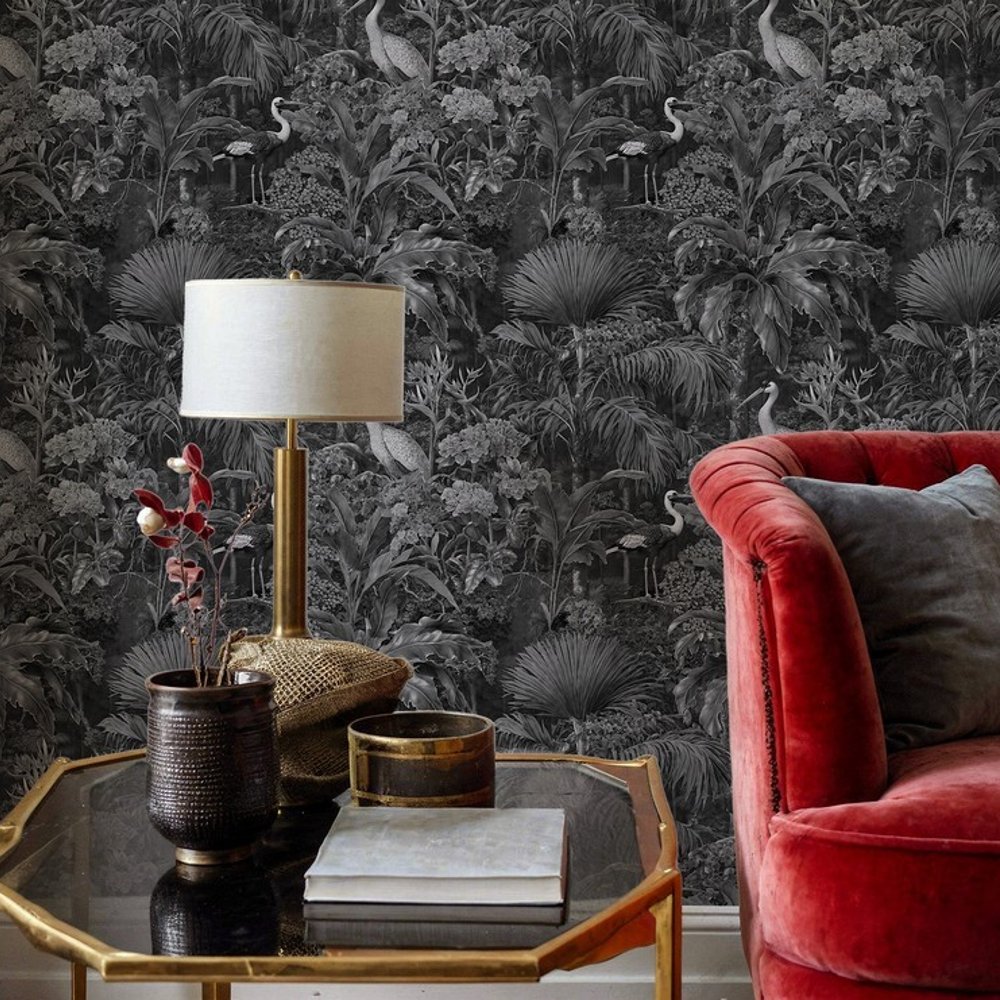 Zeke Grey - Papiers peints - Gris - Salon - Oiseaux - Blue Monkey - Intissé