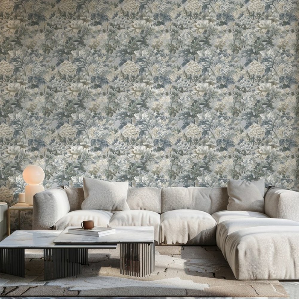 Karsten Grey - Papiers peints - Gris - Salon - Floral - September - Intissé