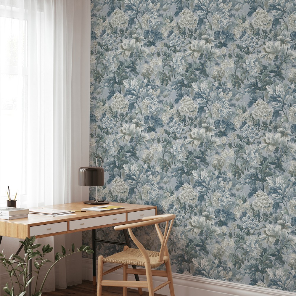 Karsten Blue - Papiers peints - Bleu - Cuisine - Floral - September - Intissé