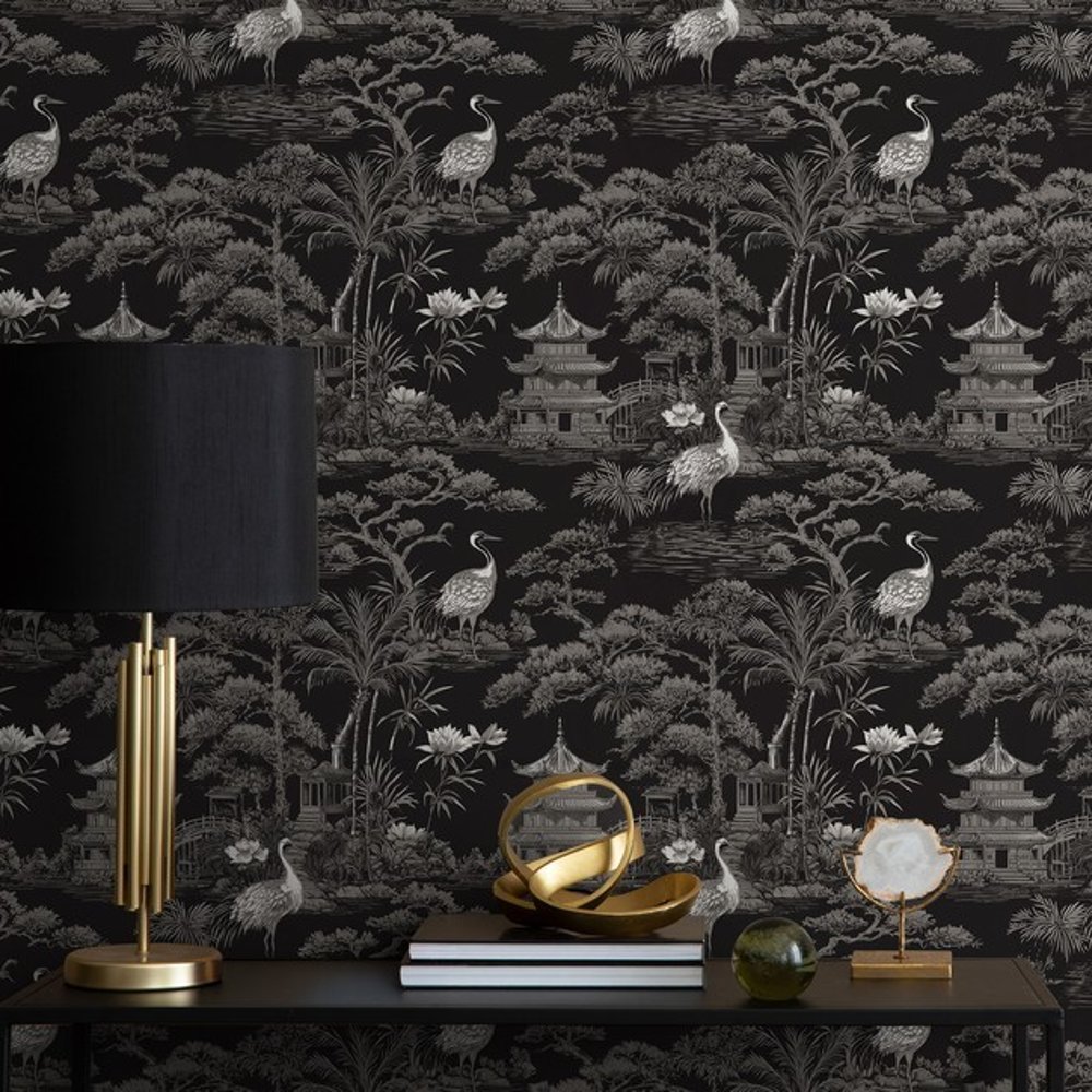 Rami Grey - Wallpaper - Grey - Hallway - Birds - Blue Monkey - Non-Woven