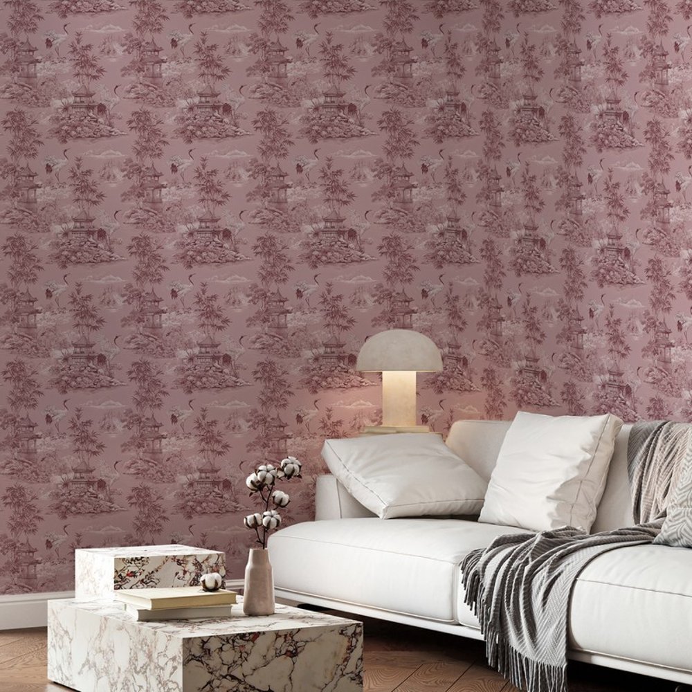Eiden Pink - Tapet - Lyserød - Stue - Fugle - September - Non-Woven
