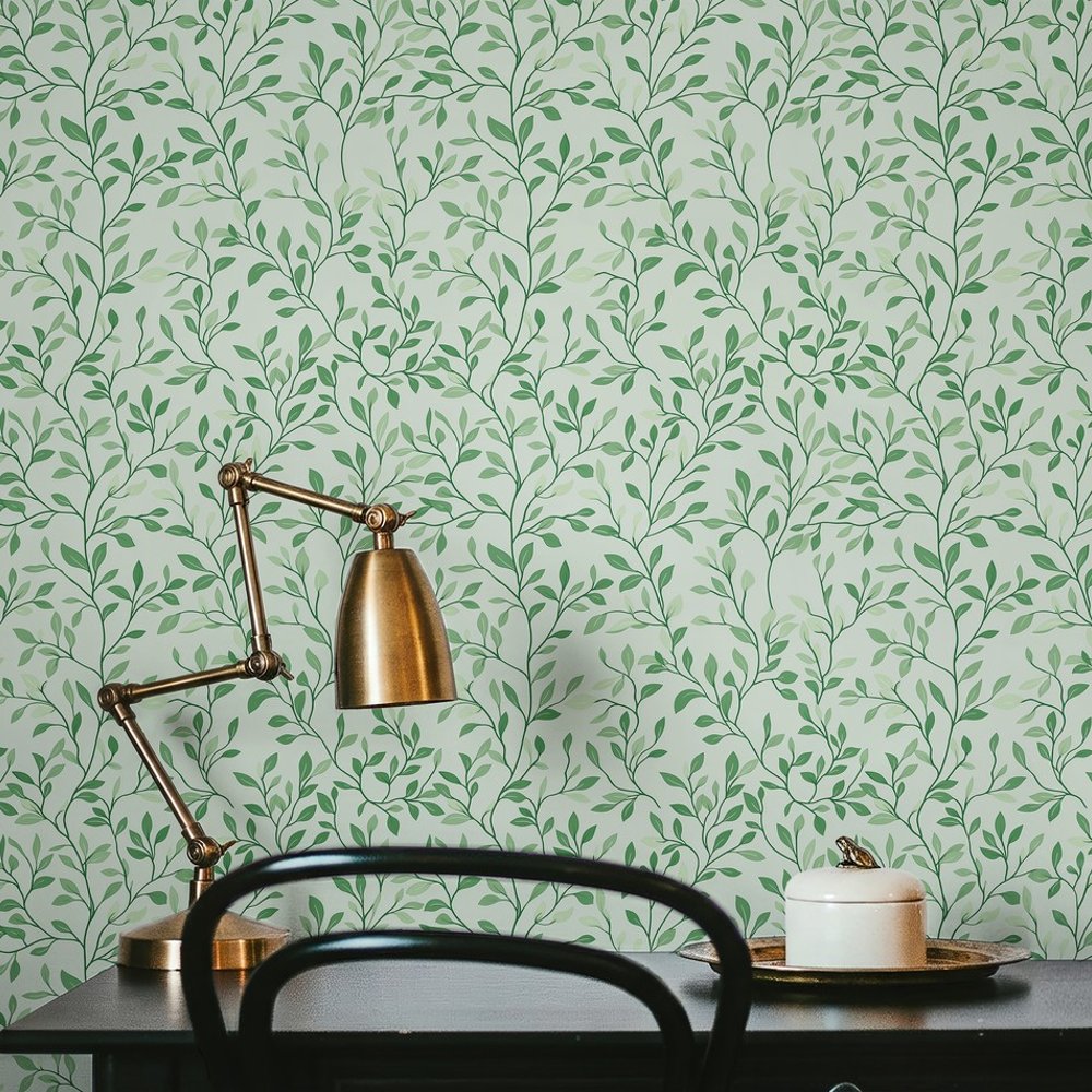 Sverker Green - Papiers peints - Vert - Bureau - Feuille - Palette - Intissé