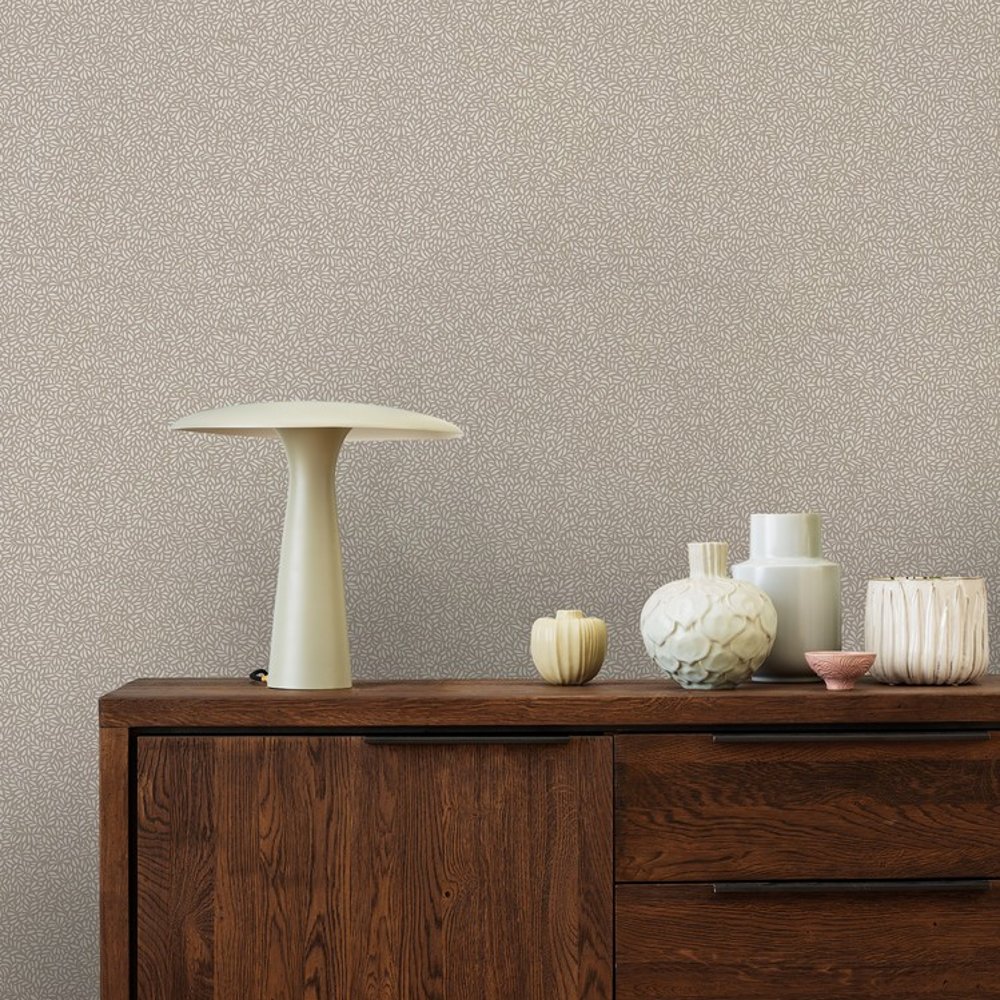 Haldor Beige - Papiers peints - Beige - Salon - Feuille - Palette - Intissé