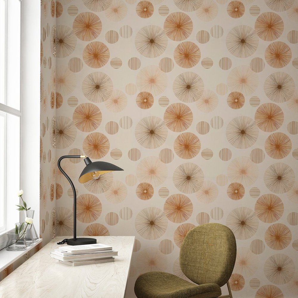 Tage Beige - Papiers peints - Beige - Bureau - Graphique - Palette - Intissé