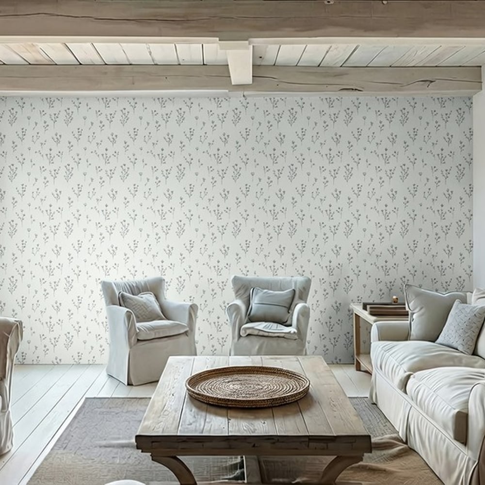 Andrea Green - Wallpaper - Green - Bedroom - Floral - Scandza - Non-Woven