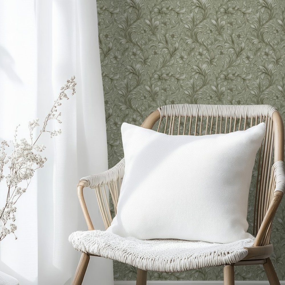 Tove Green - Papiers peints - Vert - Salon - Floral - Palette - Intissé