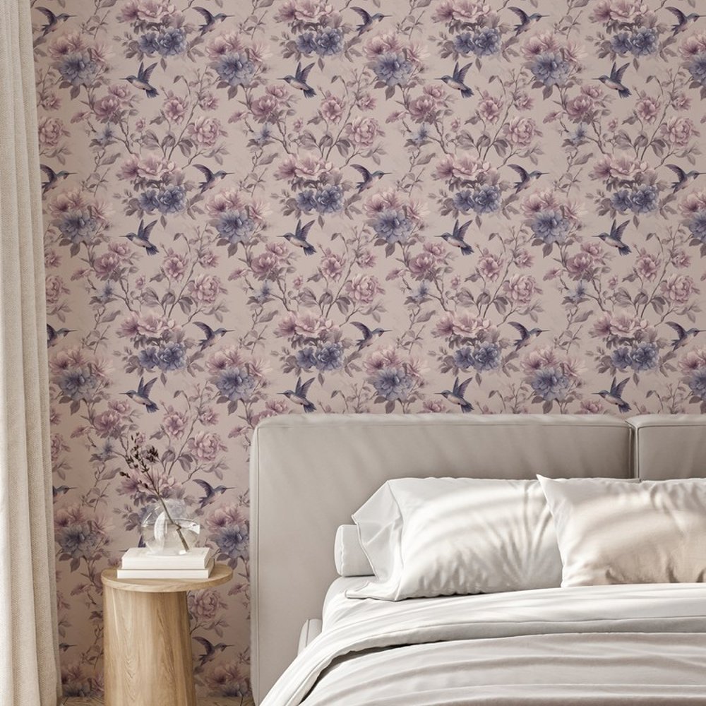 Ivan Pink - Papiers peints - Rose - Chambre - Oiseaux - September - Intissé