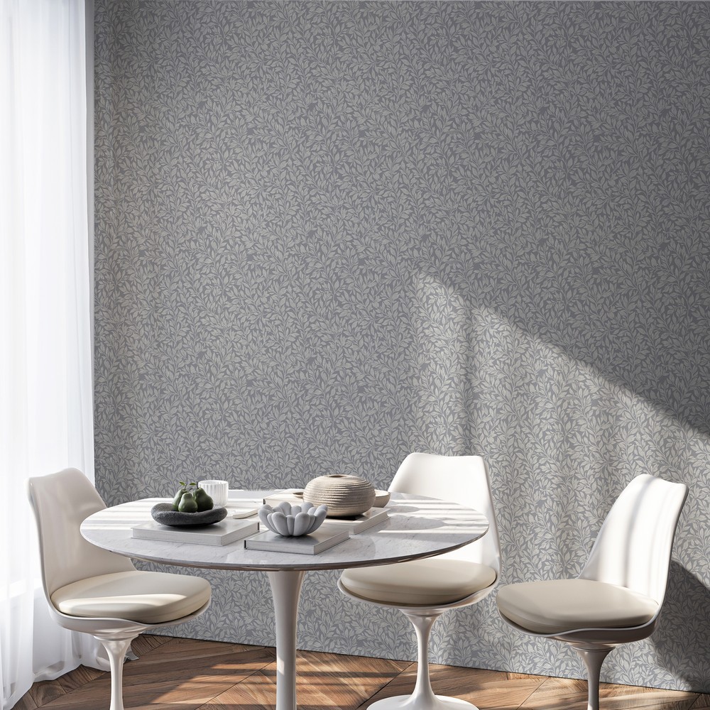 Kaija Grey - Papiers peints - Gris - Cuisine - Feuille - Palette - Intissé