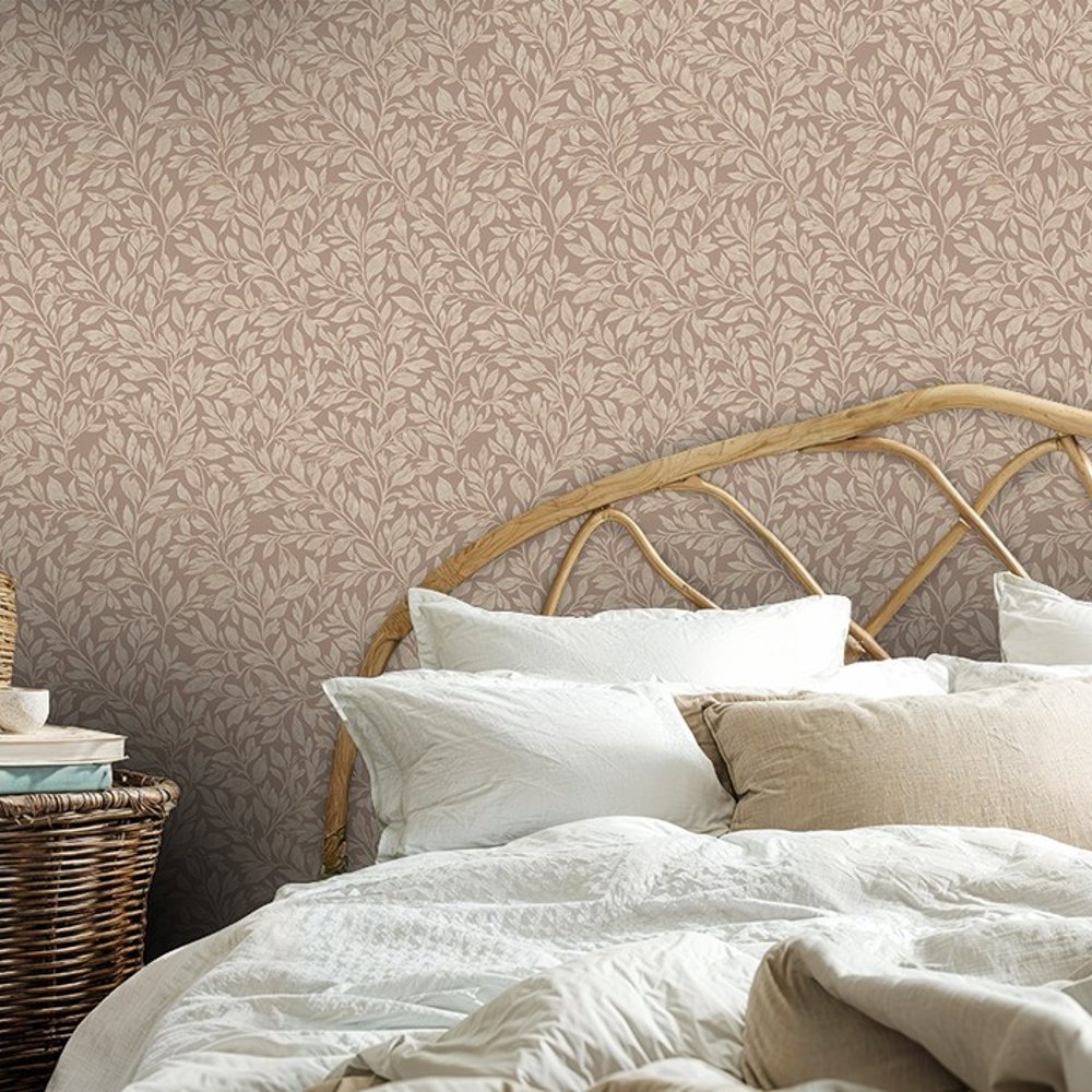 Kaija Beige - Papiers peints - Beige - Salon - Feuille - Palette - Intissé