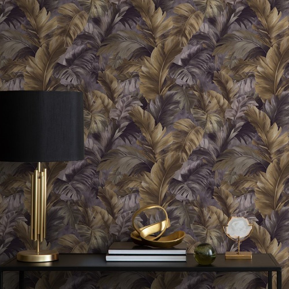 Tamika Grey - Wallpaper - Grey - Living room - Leaf - Blue Monkey - Non-Woven