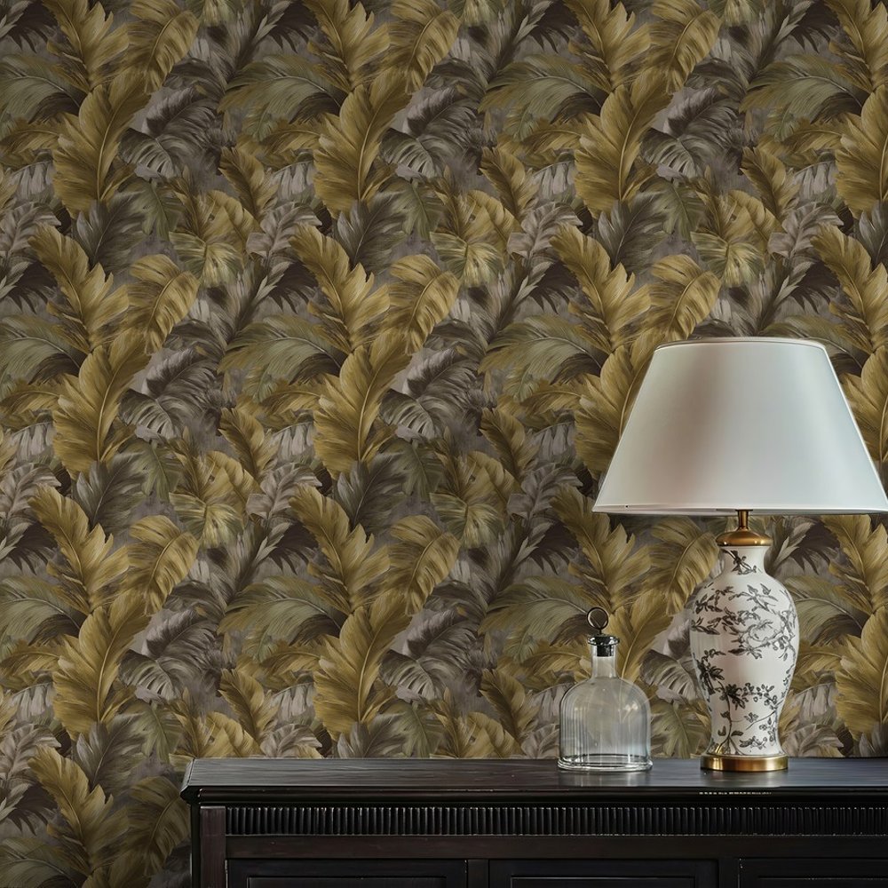 Tamika Green - Wallpaper - Green - Living room - Leaf - Blue Monkey - Non-Woven