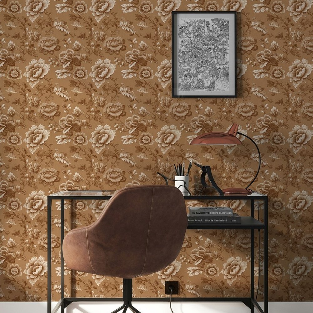 Harold Brown - Tapet - Brun - Stue - Blomstret - September - Non-Woven