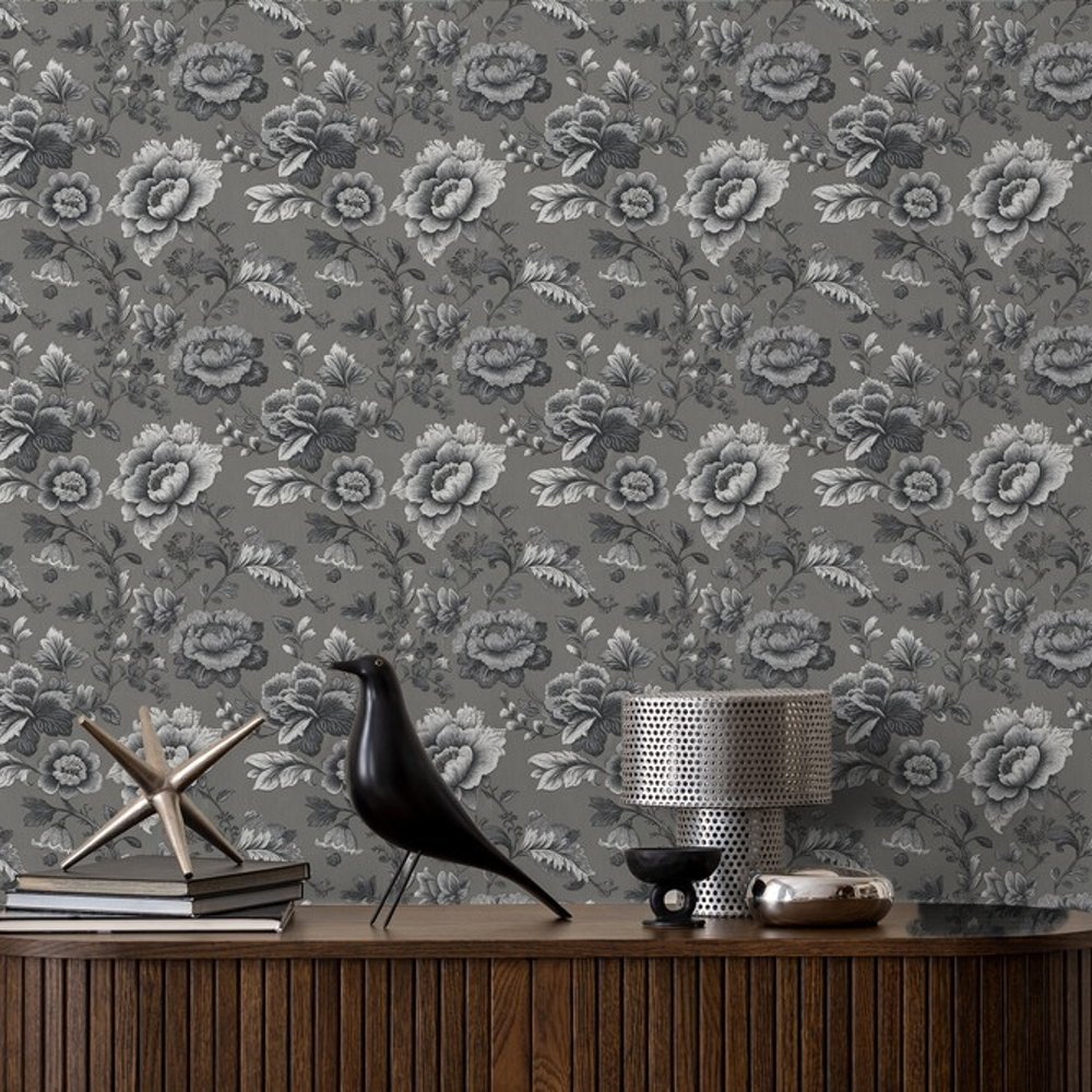 Harold Grey - Tapet - Grå - Stue - Blomstret - September - Non-Woven
