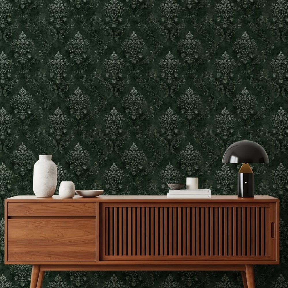 Anselm Green - Tapet - Grøn - Stue - Blomstret - September - Non-Woven