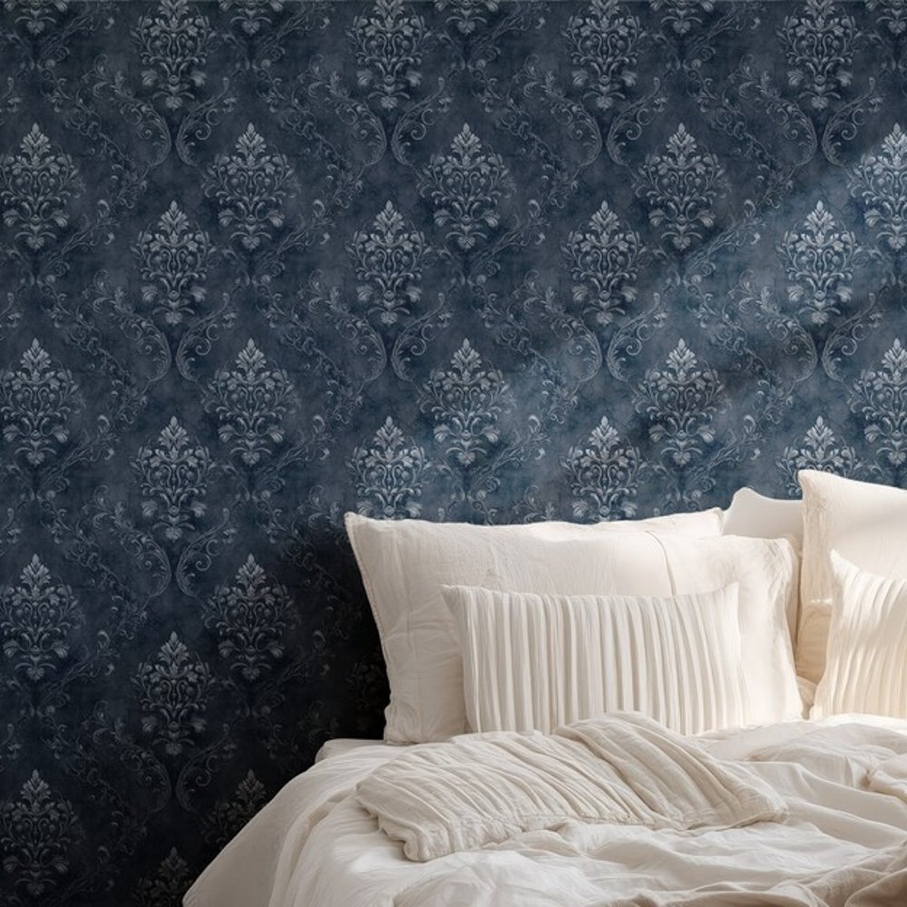 Anselm Blue - Tapet - Blå - Soveværelse - Blomstret - September - Non-Woven