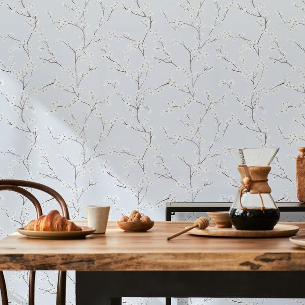 Cindy Blue - Papiers peints - Bleu - Salon - Floral - Scandza - Intissé