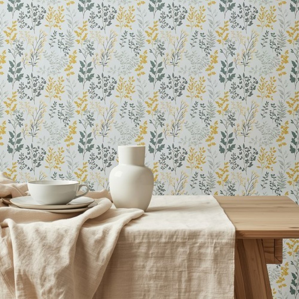 Heidi Blue - Papiers peints - Bleu - Cuisine - Floral - Scandza - Intissé