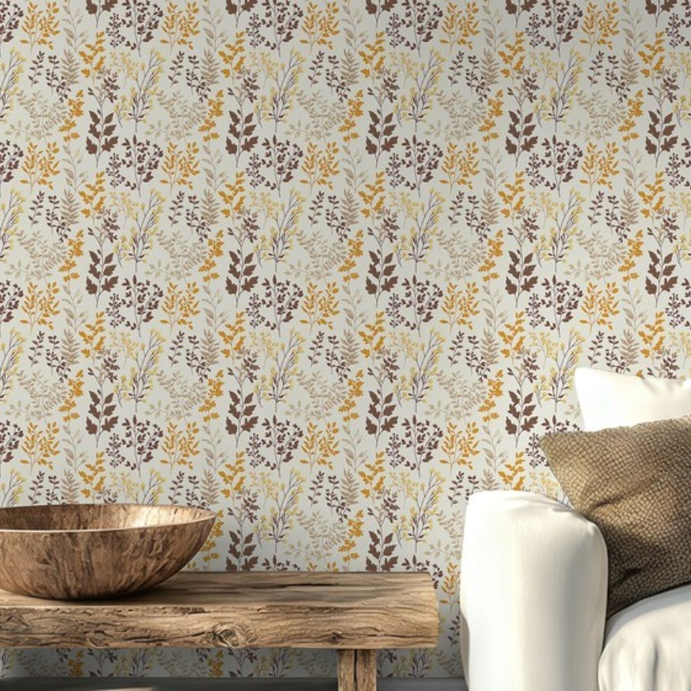 Heidi Brown - Papiers peints - Marron - Salon - Floral - Scandza - Intissé