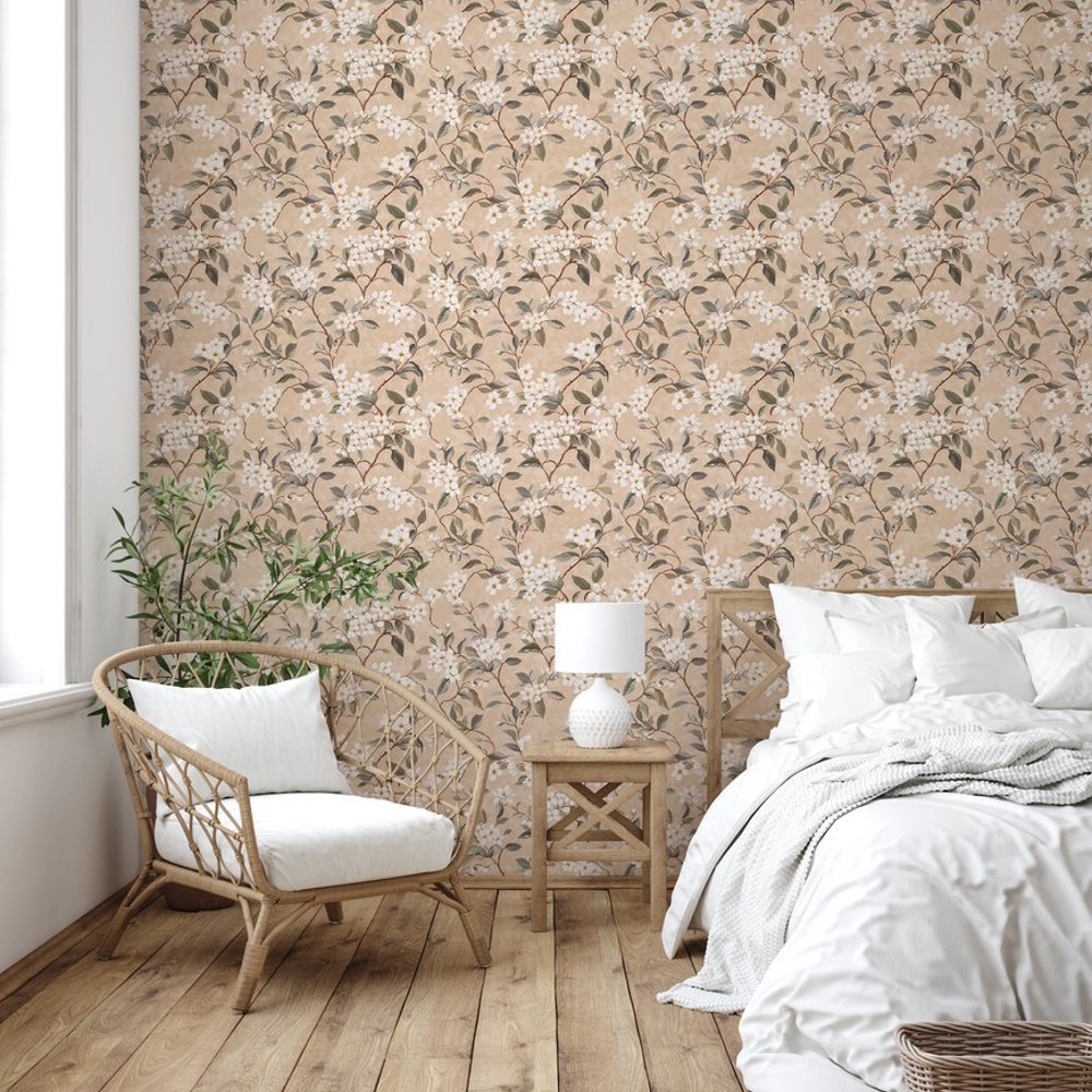 Ingalill Beige - Papiers peints - Beige - Entrée - Floral - Scandza - Intissé
