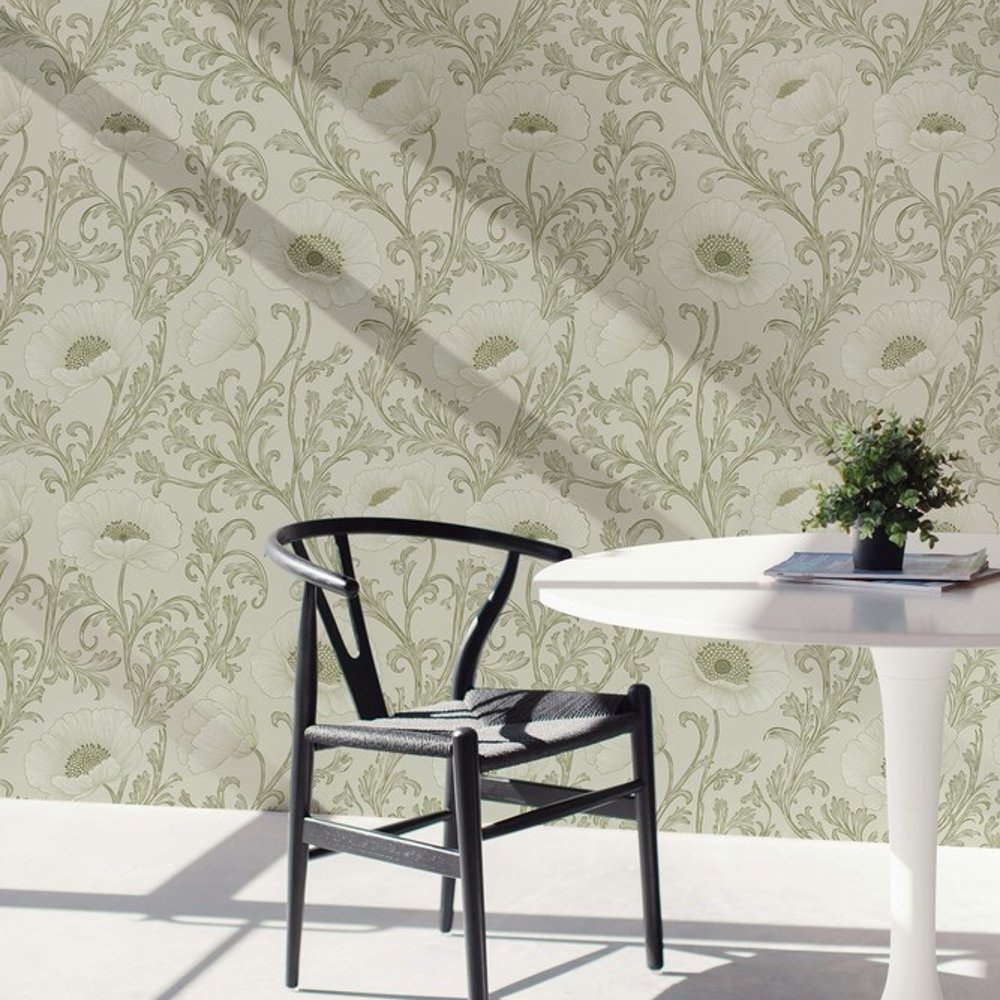 Dorte Green - Papiers peints - Vert - Salon - Floral - in between - Intissé