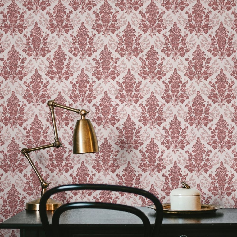 Landsbro Red - Papiers peints - Rouge - Bureau - Floral - Scandza - Intissé