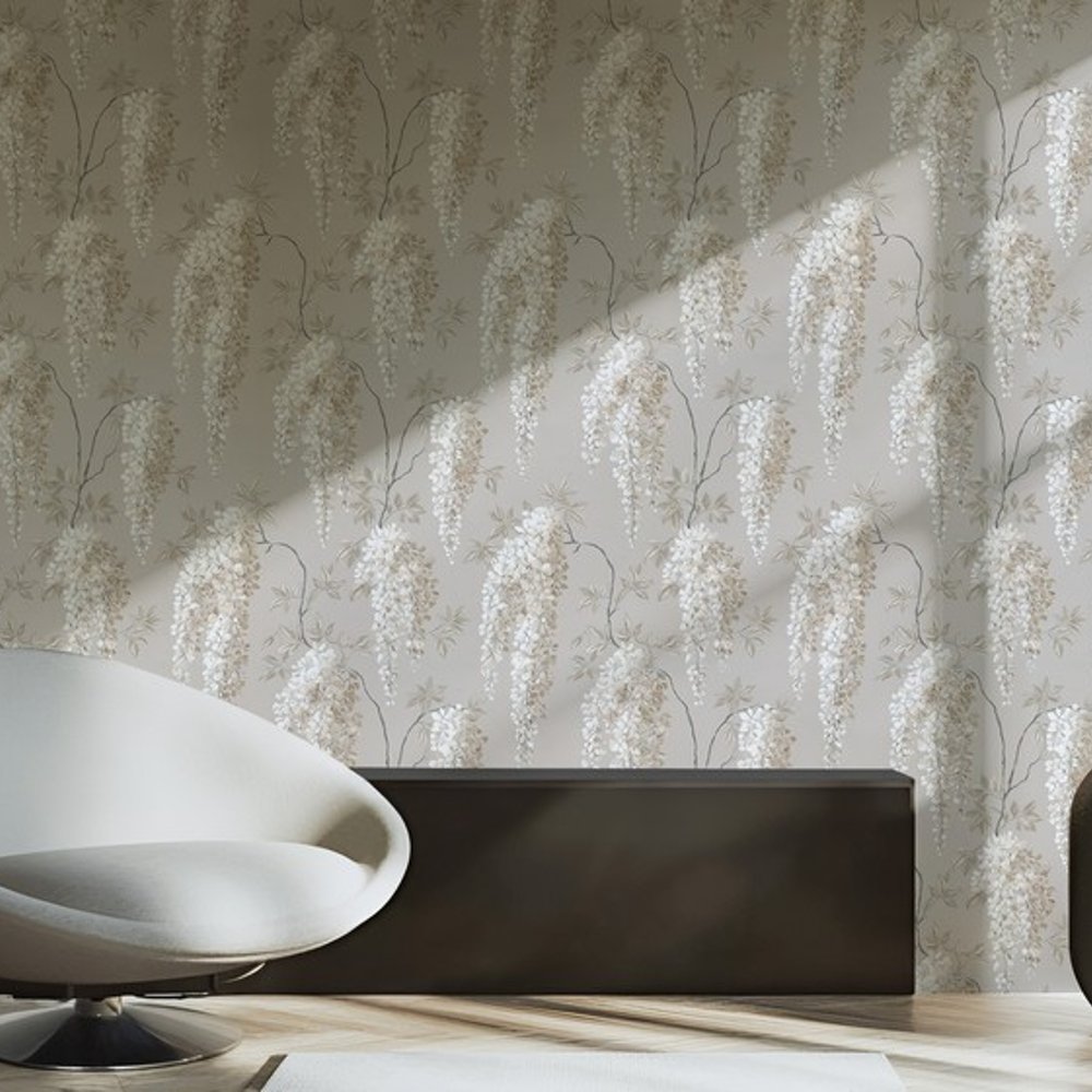 Sophie Grey - Wallpaper - Grey - Living room - Floral - September - Non-Woven