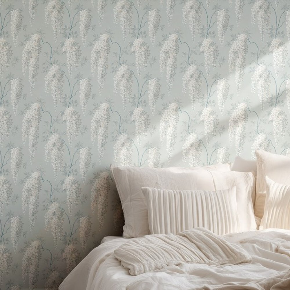 Sophie Blue - Wallpaper - Blue - Living room - Floral - September - Non-Woven