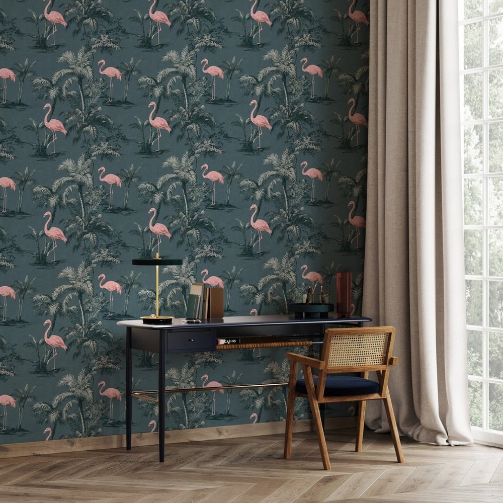 Randy Blue - Wallpaper - Blue - Office - Birds - Blue Monkey - Non-Woven
