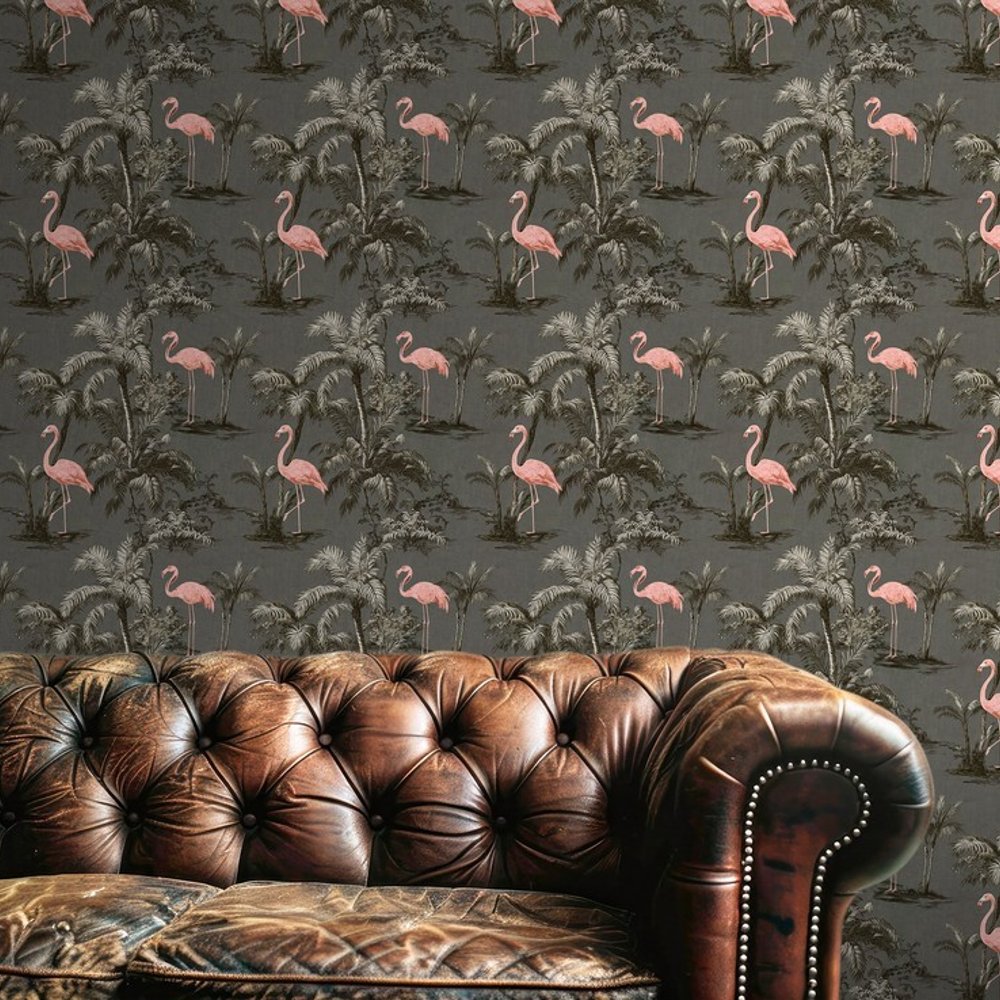 Randy Grey - Wallpaper - Grey - Living room - Birds - Blue Monkey - Non-Woven