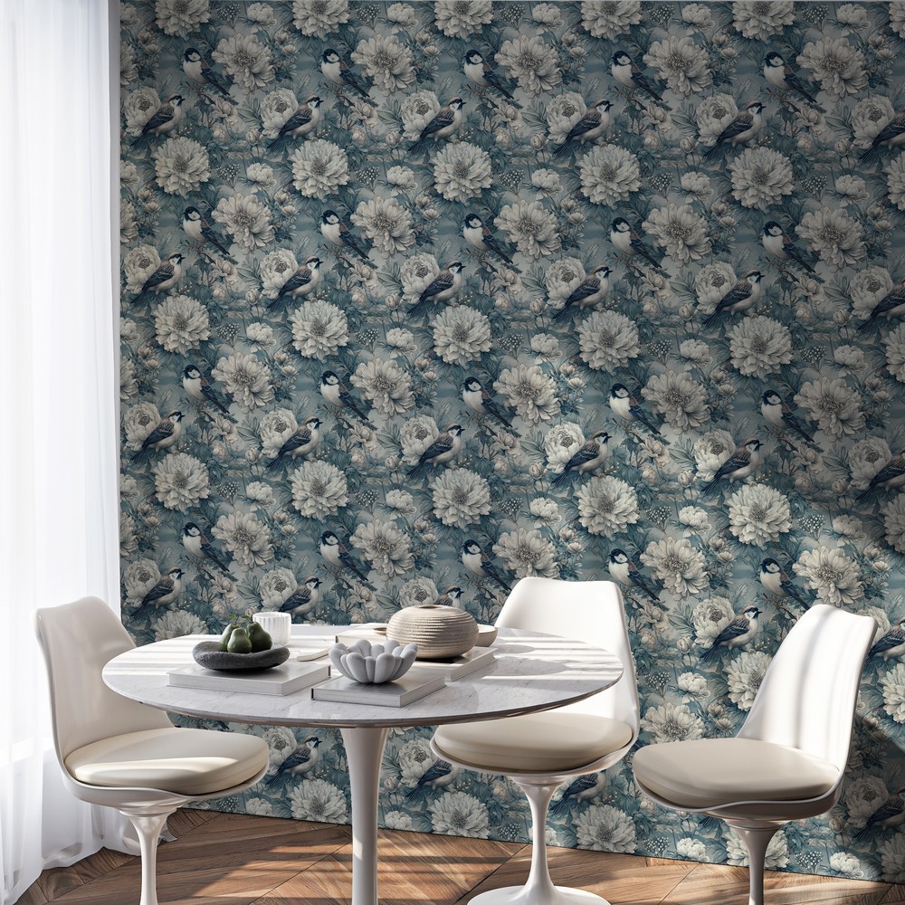 Leopold Grey - Papiers peints - Gris - Salon - Oiseaux - September - Intissé