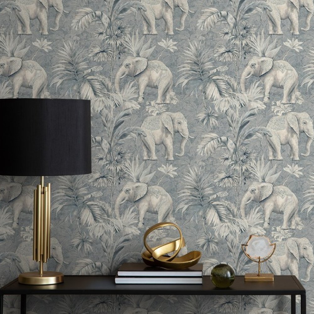 Hakim Blue - Wallpaper - Blue - Hallway - Animal - Blue Monkey - Non-Woven