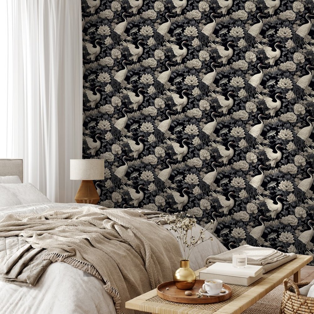 Steven Grey - Wallpaper - Grey - Bedroom - Birds - September - Non-Woven