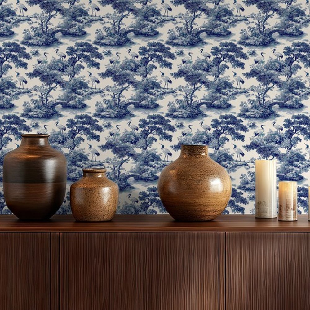 Jeremy Blue - Papiers peints - Bleu - Salon - Oiseaux - Dreamland - Intissé