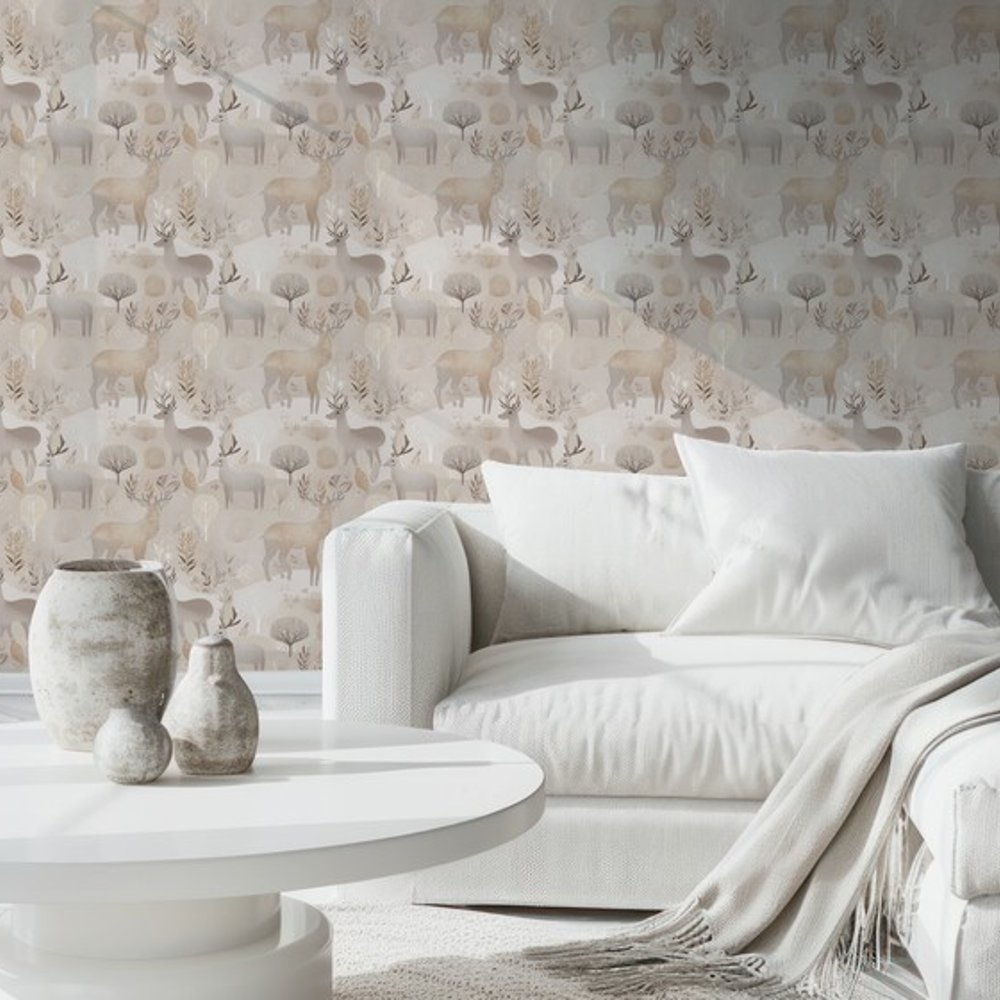 Raymond Beige - Wallpaper - Beige - Living room - Animal - September - Non-Woven