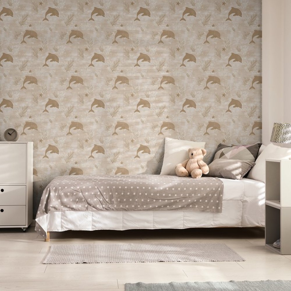 Beppe Beige - Tapet - Beige - Børneværelse - Maritim - Wallpassion Kids - Non-Woven